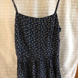 Navy floral tunic with tie back